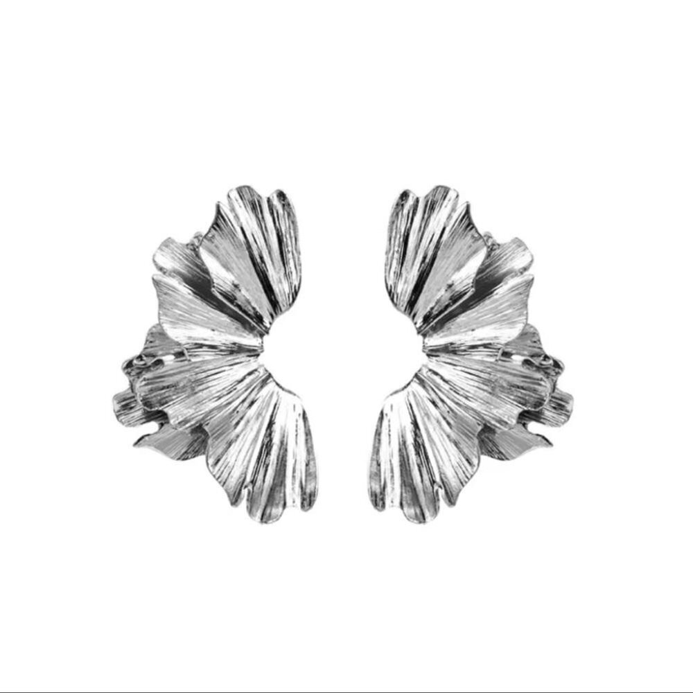NEW Silver Tone Oversized Statement Earrings